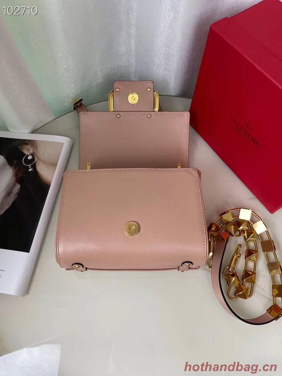 VALENTINO GARAVANI Stud Sign Grained Calfskin Shoulder Bag V0196 pink VALENTINO GARAVANI Stud Sign Grained Calfskin Shoulder Bag V0196 pink