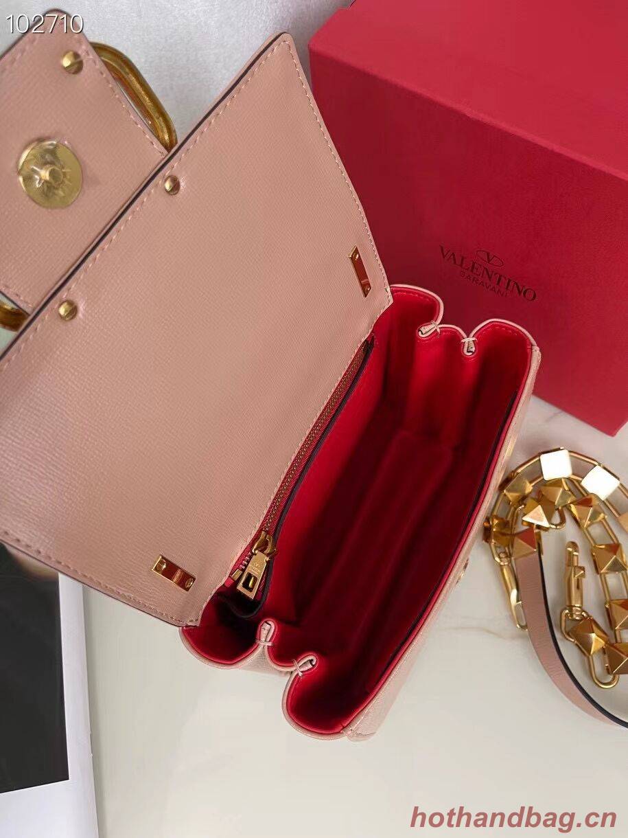 VALENTINO GARAVANI Stud Sign Grained Calfskin Shoulder Bag V0196 pink VALENTINO GARAVANI Stud Sign Grained Calfskin Shoulder Bag V0196 pink