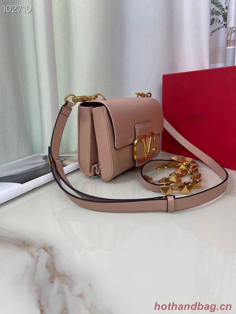 VALENTINO GARAVANI Stud Sign Grained Calfskin Shoulder Bag V0196 pink VALENTINO GARAVANI Stud Sign Grained Calfskin Shoulder Bag V0196 pink