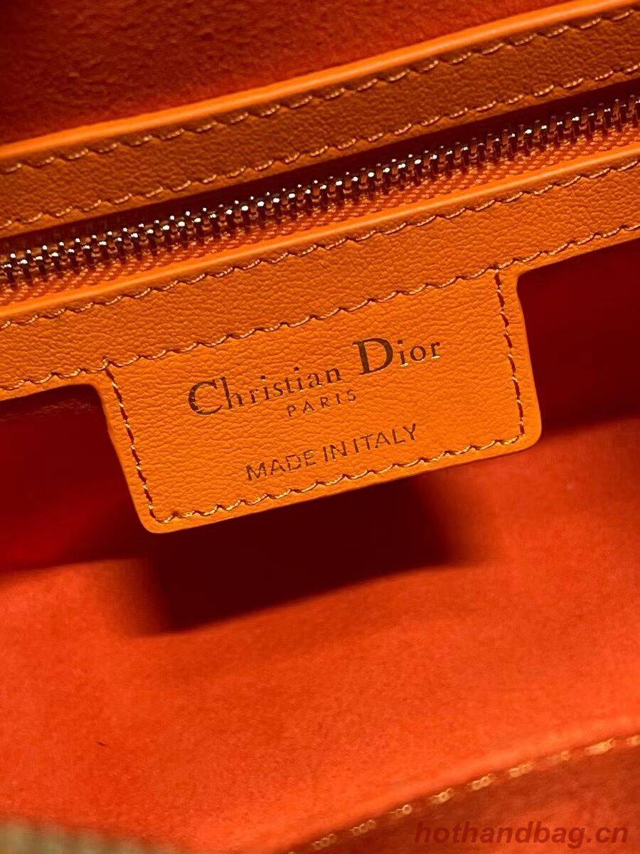 DIOR medium Embossing leather tote Bag A9200 orange DIOR medium Embossing leather tote Bag A9200 orange