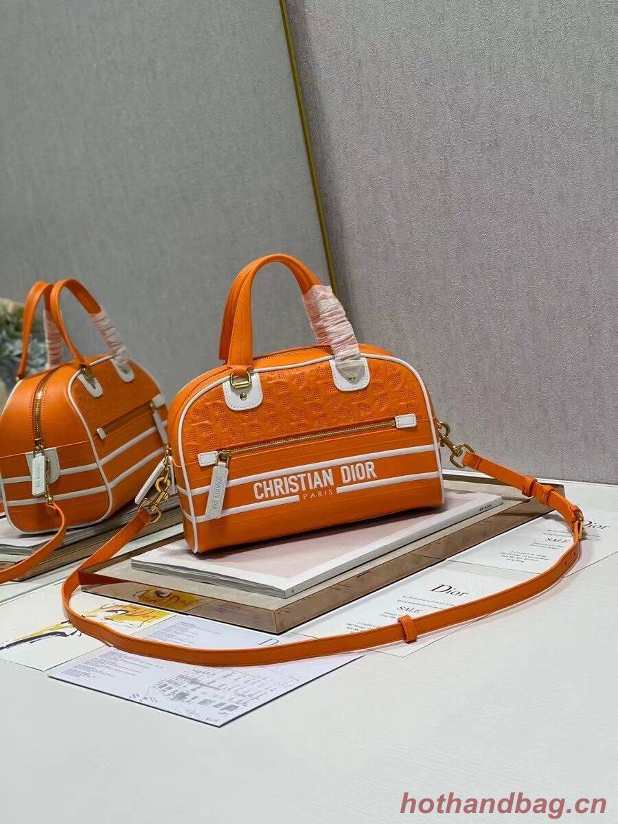 DIOR medium Embossing leather tote Bag A9200 orange DIOR medium Embossing leather tote Bag A9200 orange