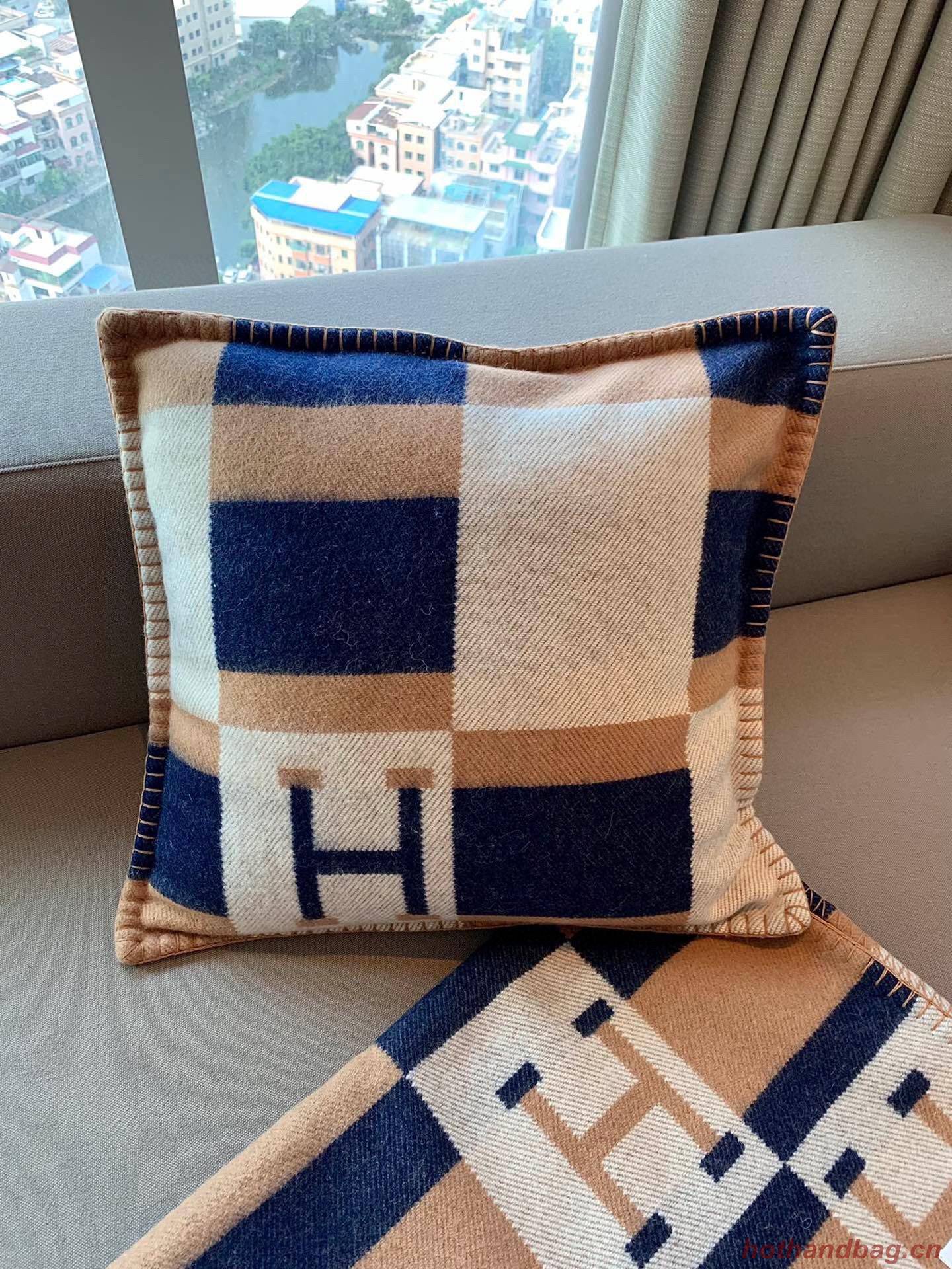 Hermes Pillow 18234 Khaki&Blue Hermes Pillow 18234 Khaki&Blue
