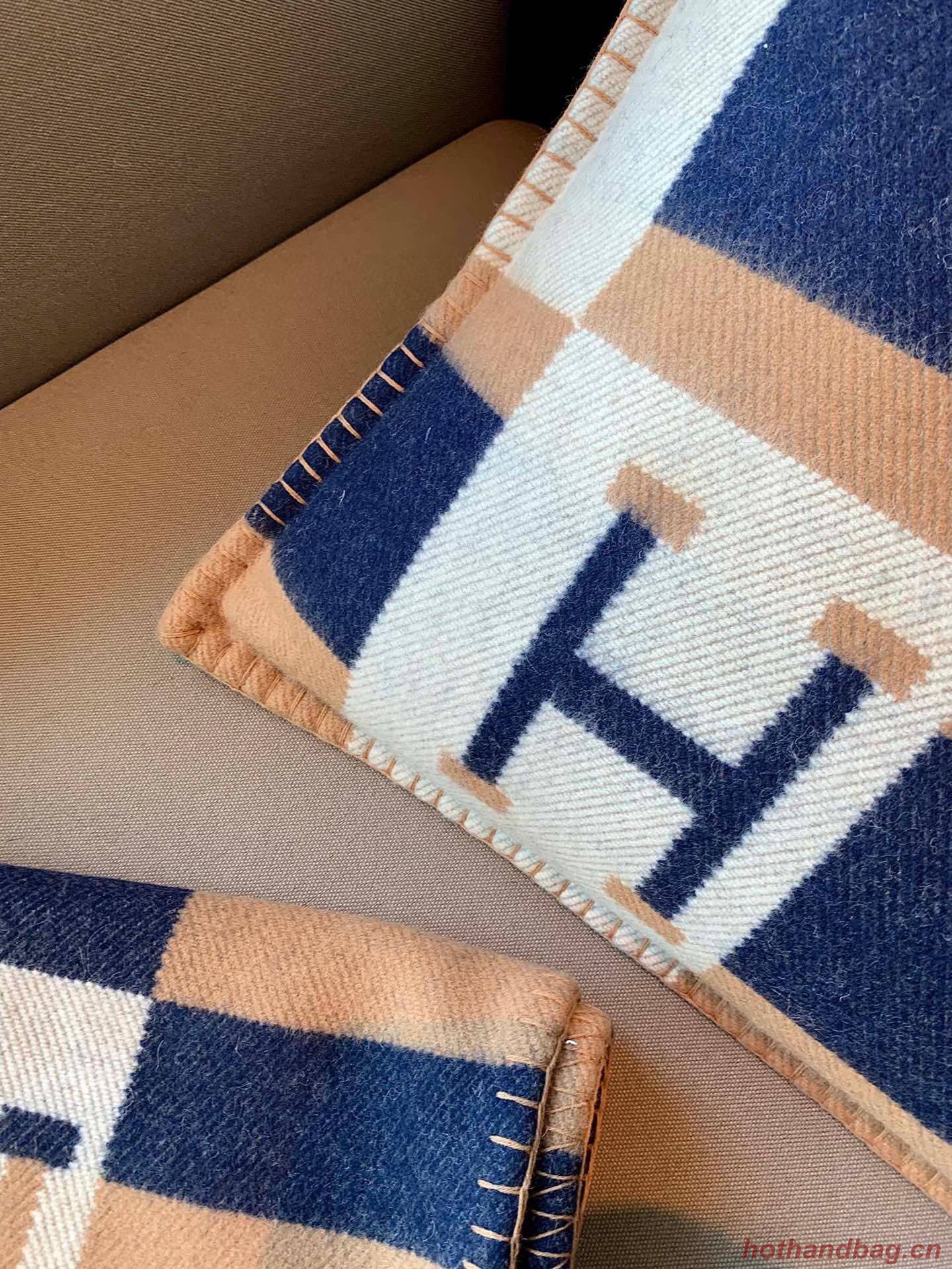 Hermes Pillow 18234 Khaki&Blue Hermes Pillow 18234 Khaki&Blue