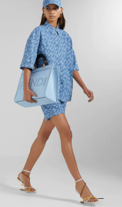 Fendi Sunshine Medium Light blue leather shopper 8BH386A Fendi Sunshine Medium Light blue leather shopper 8BH386A