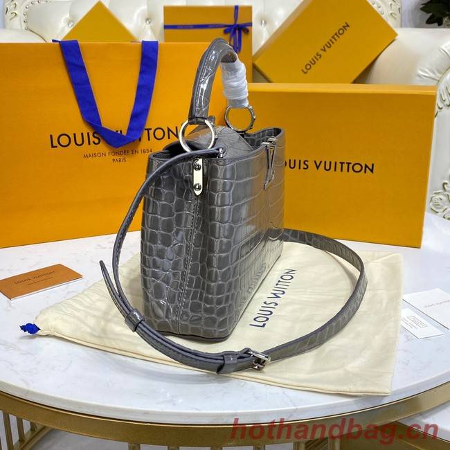 Louis Vuitton crocodile skin CAPUCINES BB M81190 dark gray