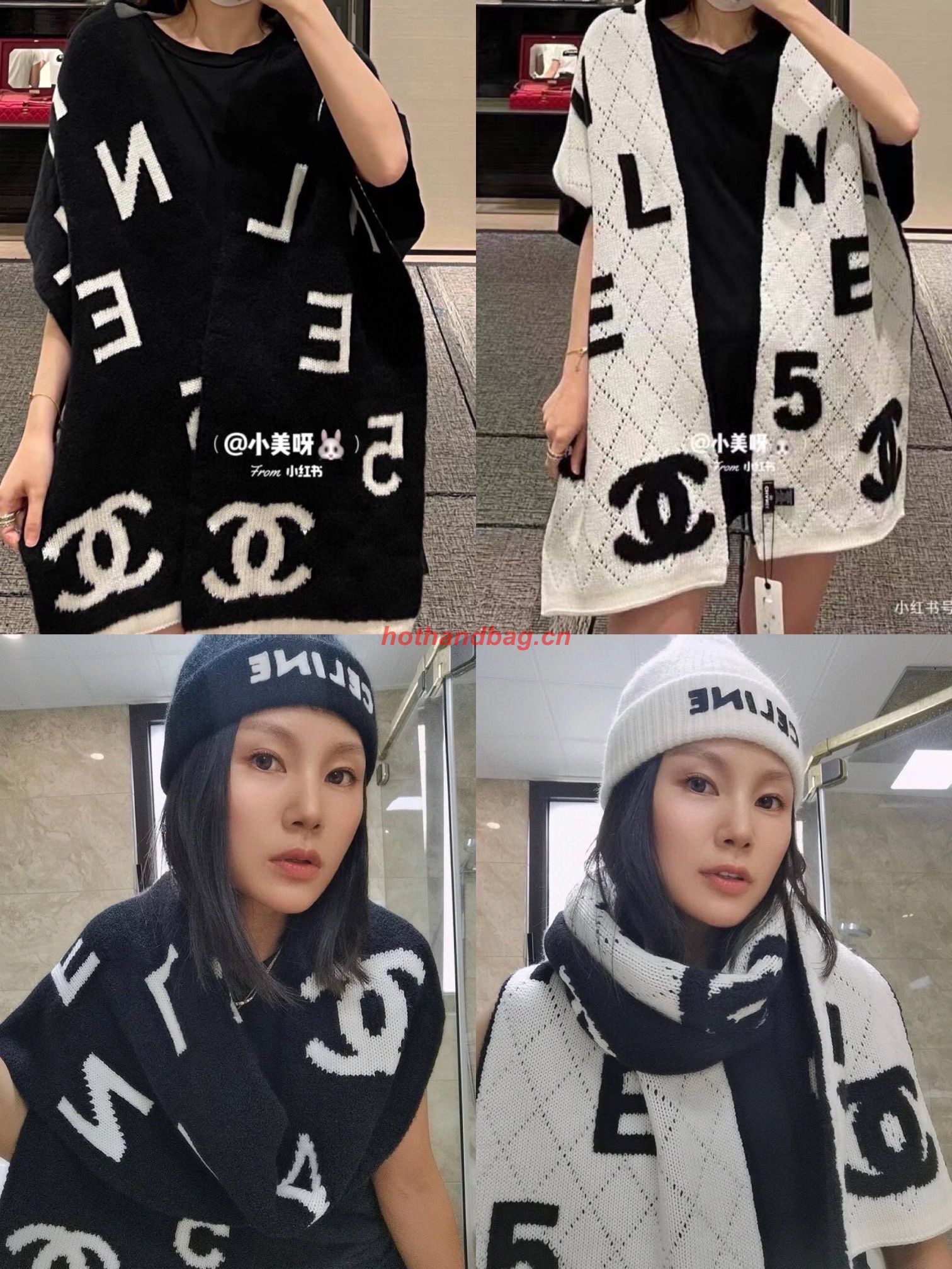 Chanel Wool Scarf CS56980 Black&White Chanel Wool Scarf CS56980 Black&White