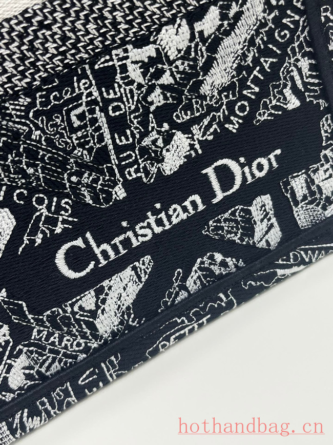 MEDIUM DIOR BOOK TOTE Black and White Plan de Paris Embroidery M1296ZOMP MEDIUM DIOR BOOK TOTE Black and White Plan de Paris Embroidery M1296ZOMP