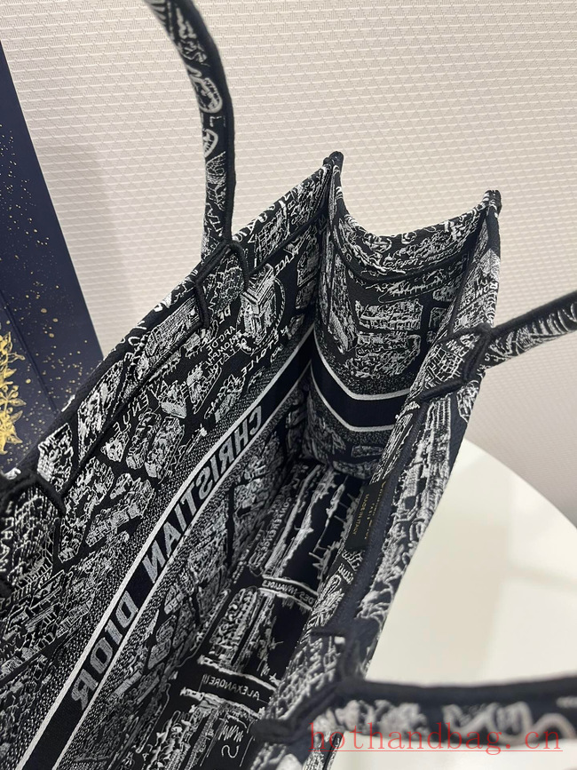 MEDIUM DIOR BOOK TOTE Black and White Plan de Paris Embroidery M1296ZOMP MEDIUM DIOR BOOK TOTE Black and White Plan de Paris Embroidery M1296ZOMP