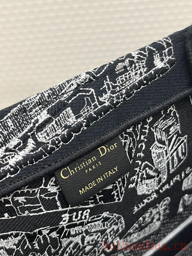 MEDIUM DIOR BOOK TOTE Black and White Plan de Paris Embroidery M1296ZOMP MEDIUM DIOR BOOK TOTE Black and White Plan de Paris Embroidery M1296ZOMP