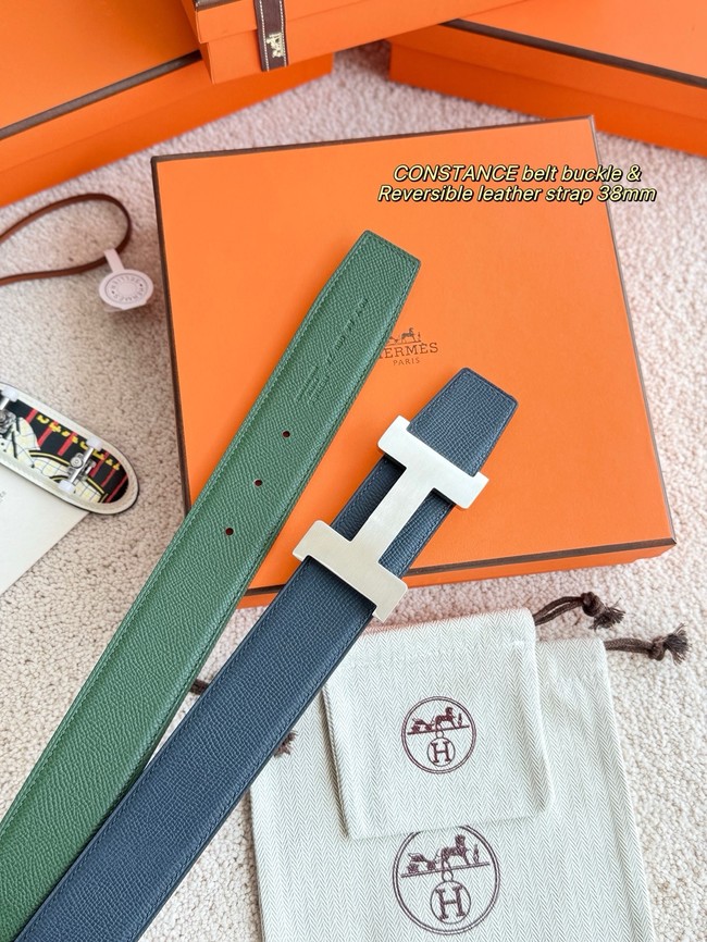 Hermes Epsom calfskin double-sided leather belt 65989