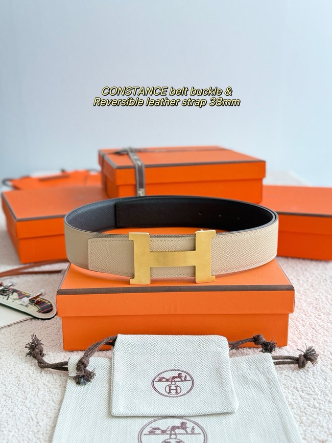 Hermes Epsom calfskin double-sided leather belt 65991
