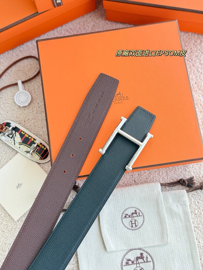 Hermes Epsom calfskin double-sided leather belt 66015