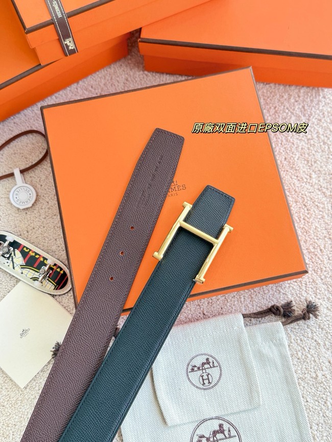 Hermes Epsom calfskin double-sided leather belt 66016