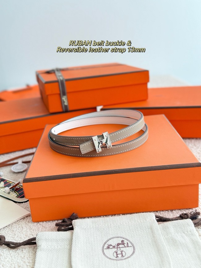 Hermes Swift & Epsom calfskin double-sided leather belt 66023
