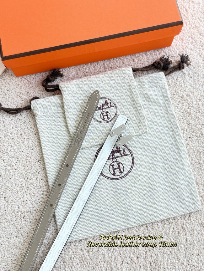 Hermes Swift & Epsom calfskin double-sided leather belt 66022