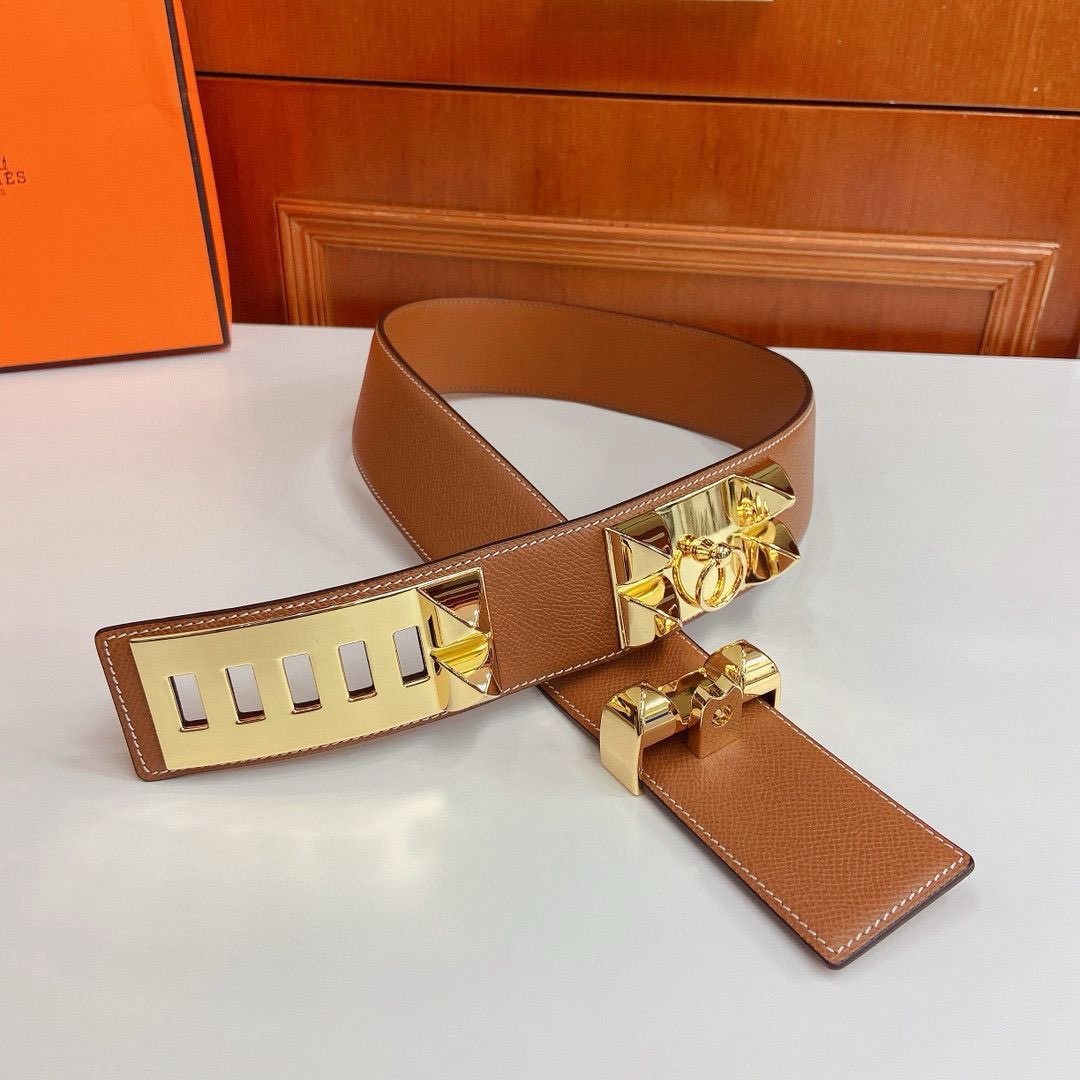 Hermes Epsom calfskin leather belt 66055 brown Hermes Epsom calfskin leather belt 66055 brown