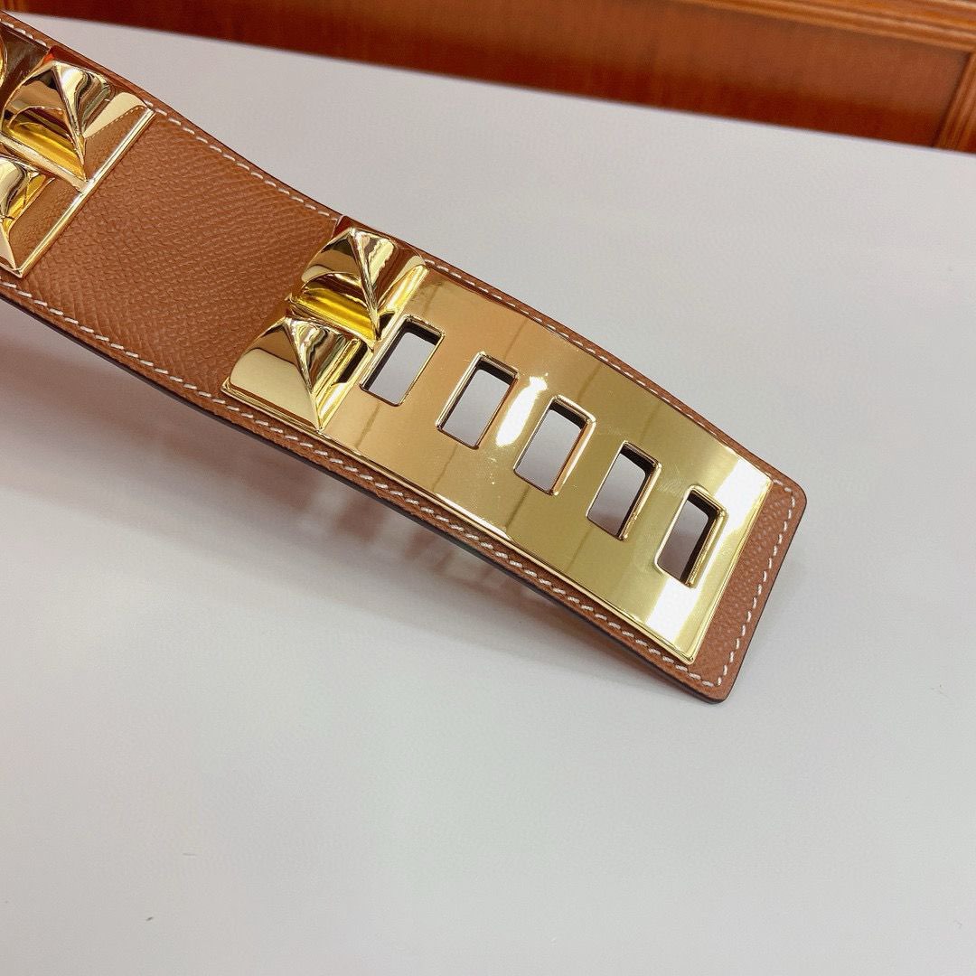 Hermes Epsom calfskin leather belt 66055 brown Hermes Epsom calfskin leather belt 66055 brown