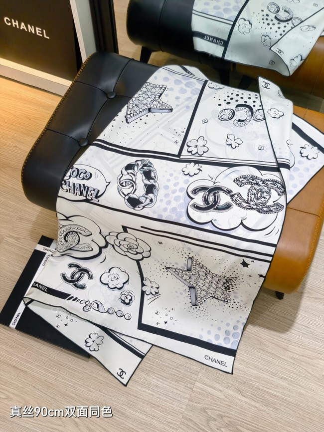 Chanel 90 Square Scarf Silk Twill KY153