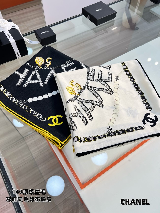 Chanel Square Scarf Silk Twill KY186