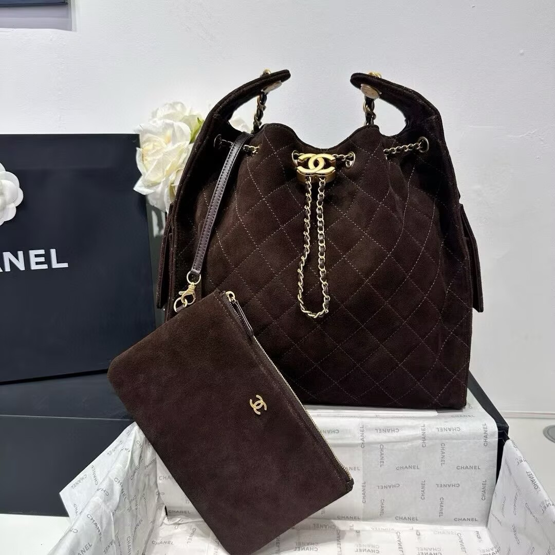 CHANEL 25 Medium Handbag AS5311 Sude Dark Brown CHANEL 25 Medium Handbag AS5311 Sude Dark Brown