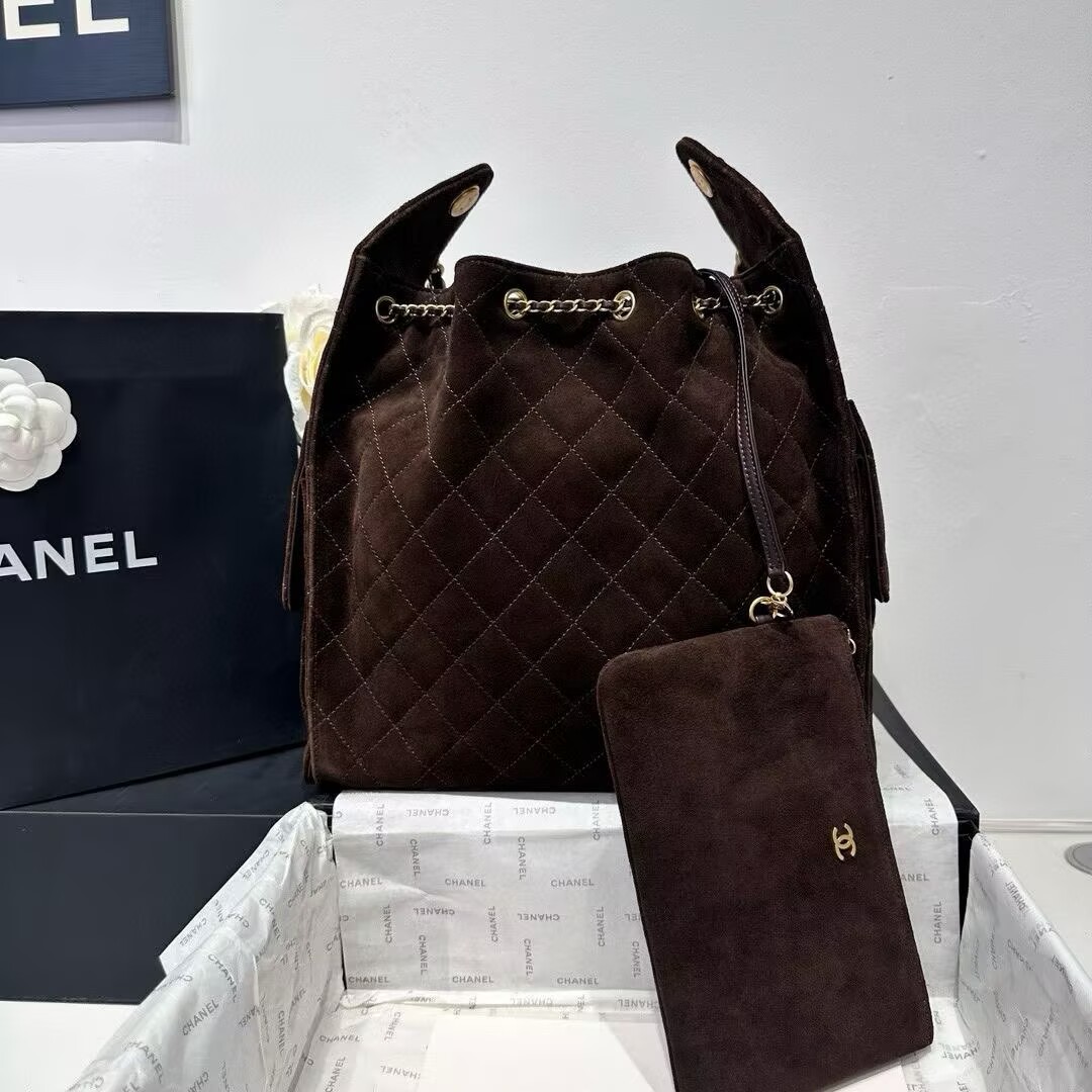 CHANEL 25 Medium Handbag AS5311 Sude Dark Brown CHANEL 25 Medium Handbag AS5311 Sude Dark Brown