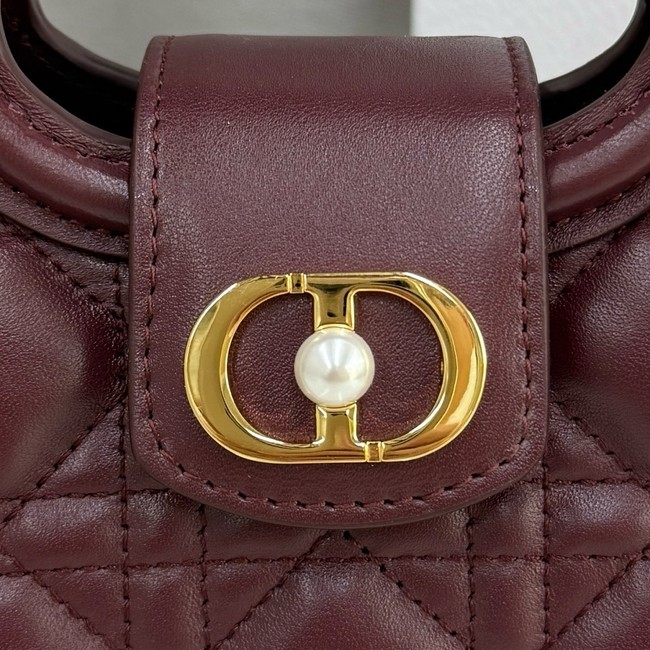Dior Jolie Top Handle Mini Bag Cannage Lambskin S3123UN burgundy