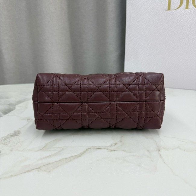 Dior Jolie Top Handle Mini Bag Cannage Lambskin S3123UN burgundy