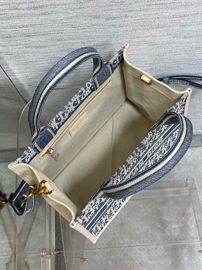 Small Dior Book Tote Dior Oblique Embroidery and Calfskin M1325CZ-1