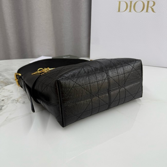Small Dior Voyage Bag Black Flat Macrocannage Grained Calfskin M2845UJ