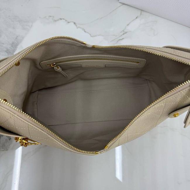 Small Dior Voyage Bag Flat Macrocannage Grained Calfskin M2845UJ Beige