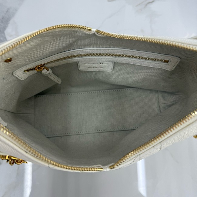 Small Dior Voyage Bag Flat Macrocannage Grained Calfskin M2845UJ Latte