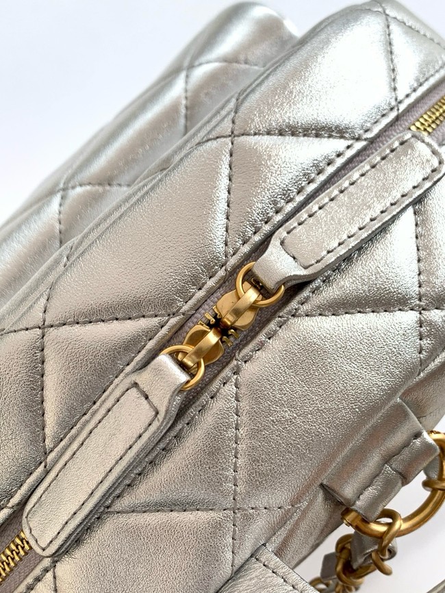 Chanel Backpack Calfskin & Gold Metal AS5793 Silver