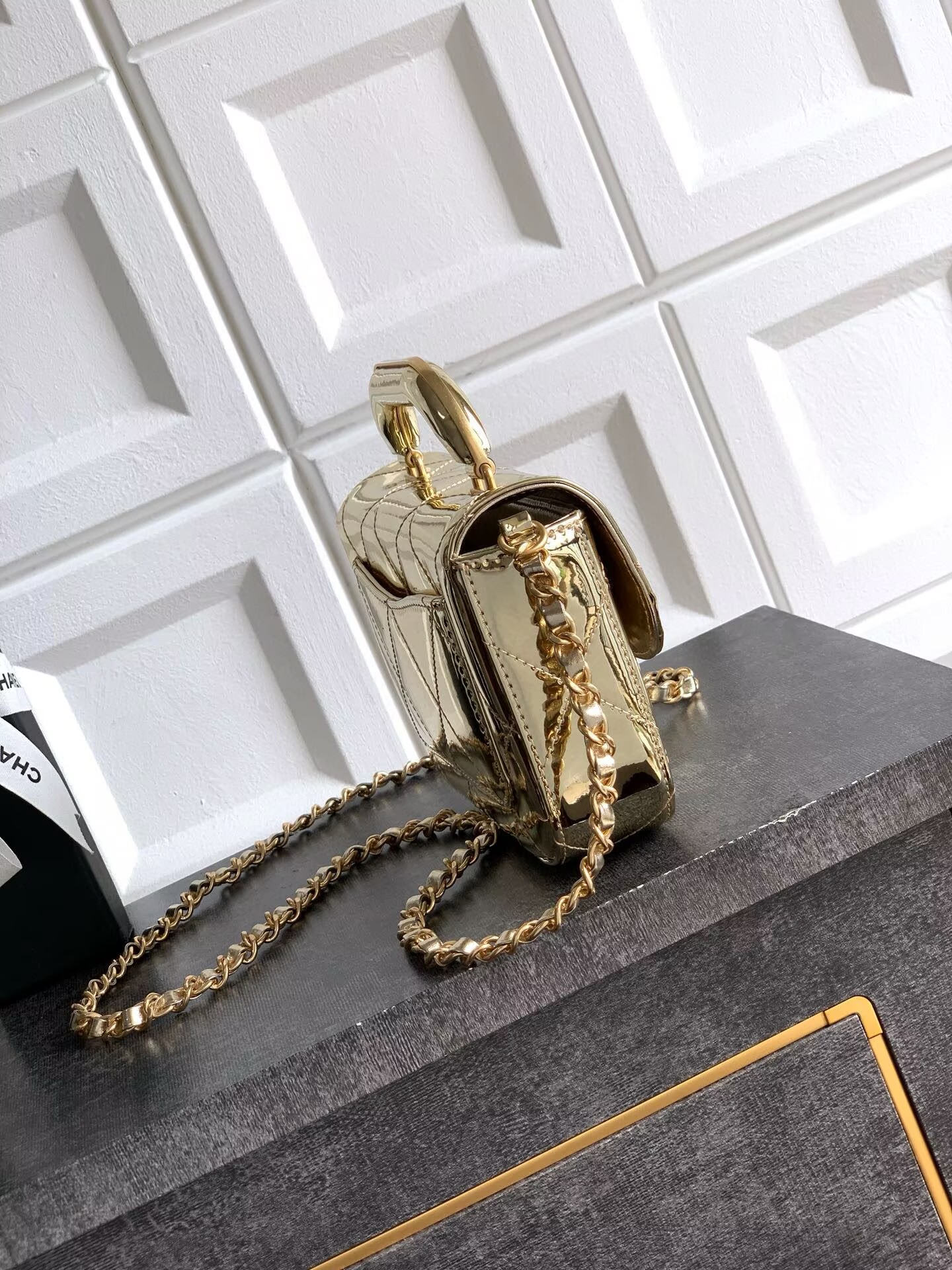 Chanel 25K Original Patent Leather Top Handle Bag A6320 Gold Chanel 25K Original Patent Leather Top Handle Bag A6320 Gold