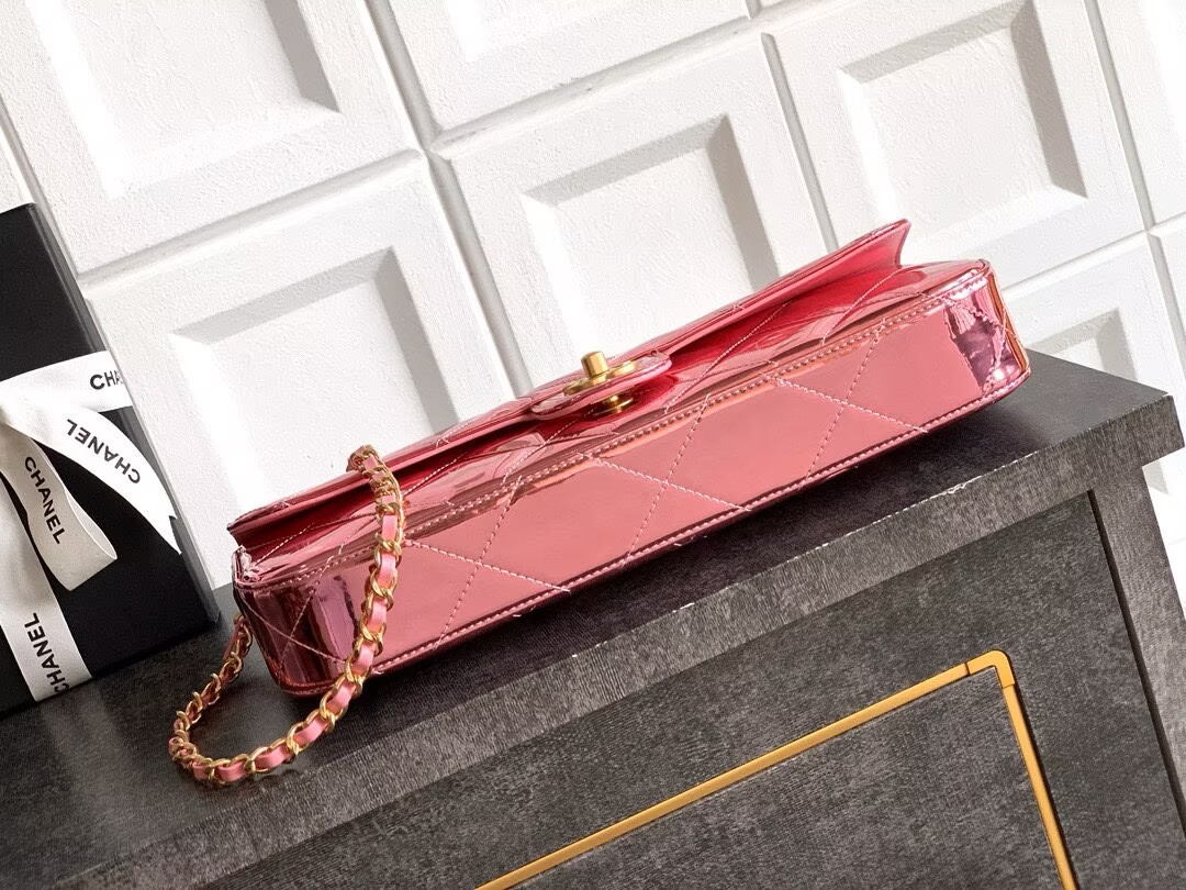 Chanel 25K Original Patent Leather Top Handle Bag A6321 Pink