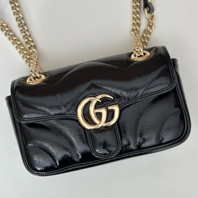 Gucci GG Marmont small shoulder bag Patent leather 446744 black