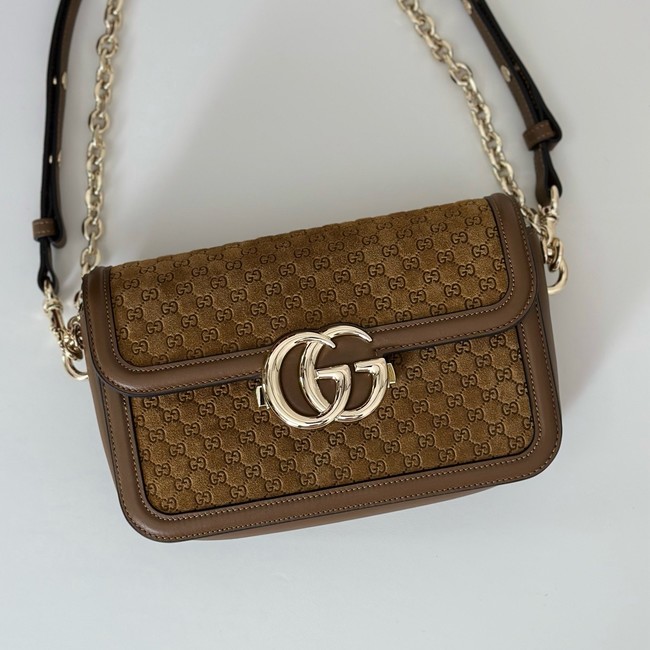 Gucci GG Marmont small suede shoulder bag 826761 brown