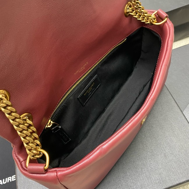 Saint Laurent CALYPSO small in plunged lambskin 734153 ROUGE CABERNET