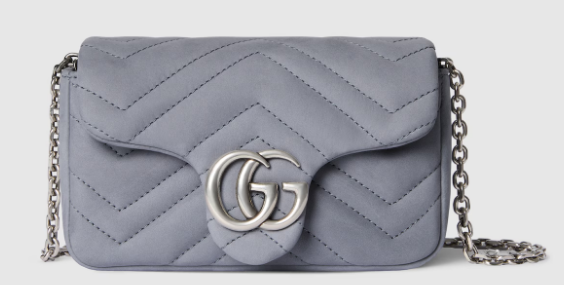 GUCCI GG Marmont mini shoulder bag Variation 841290 Variation dusty blue suede GUCCI GG Marmont mini shoulder bag Variation 841290 Variation dusty blue suede