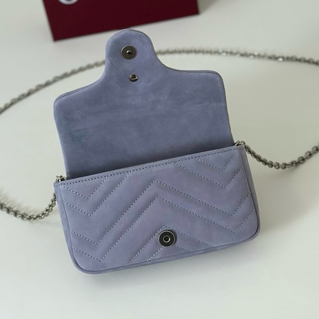 GUCCI GG Marmont mini shoulder bag Variation 841290 Variation dusty blue suede