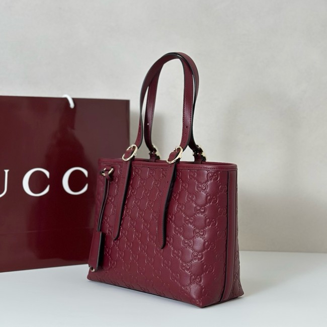 Gucci GG Emblem medium tote bag 847456 Rosso Ancora red