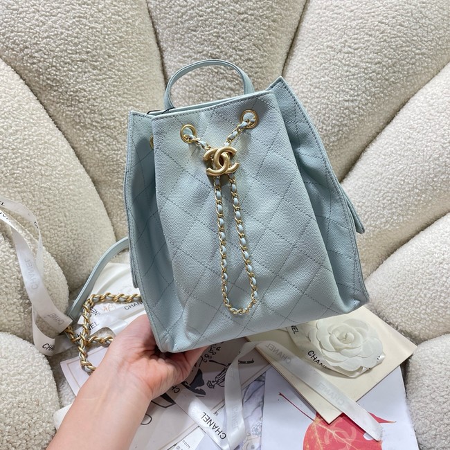 CHANEL 25 Medium Backpack AS5600 light blue