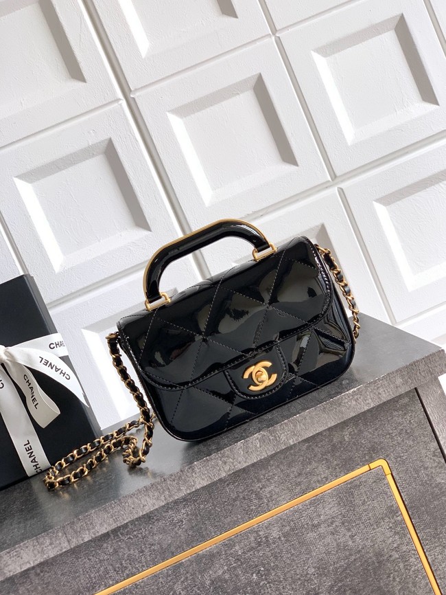 Chanel 25K Original Patent Leather Top Handle Bag A6322 black