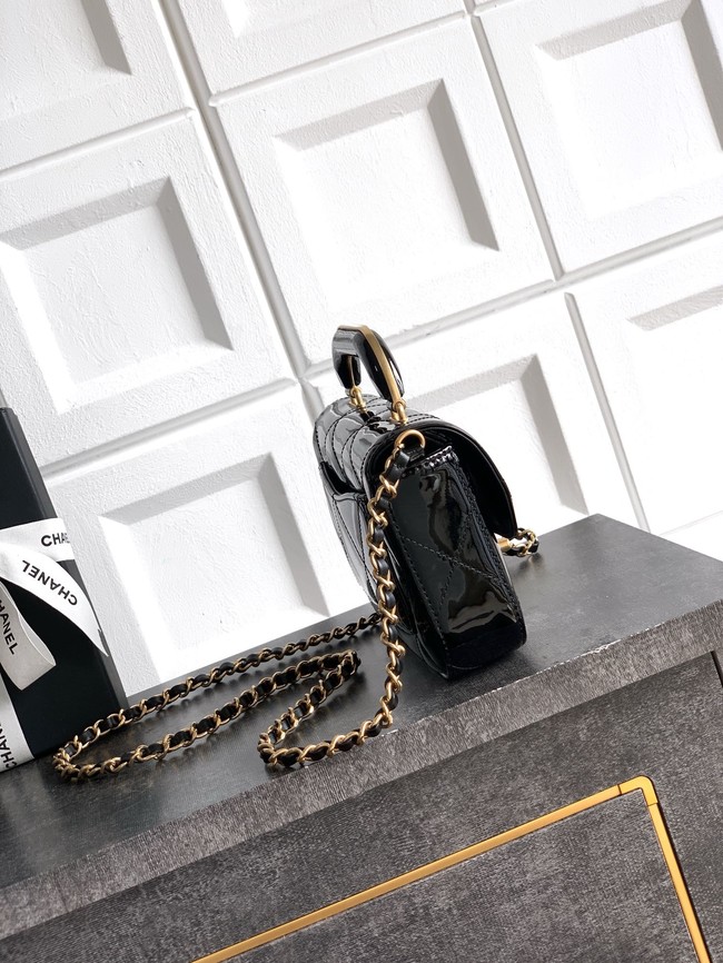 Chanel 25K Original Patent Leather Top Handle Bag A6322 black