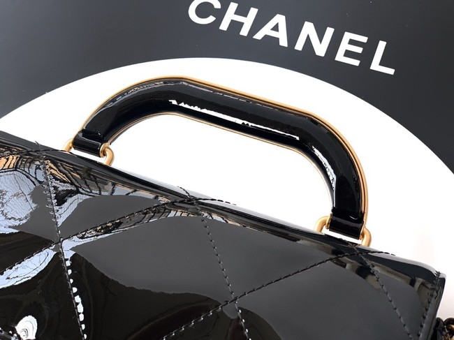 Chanel 25K Original Patent Leather Top Handle Bag A6322 black