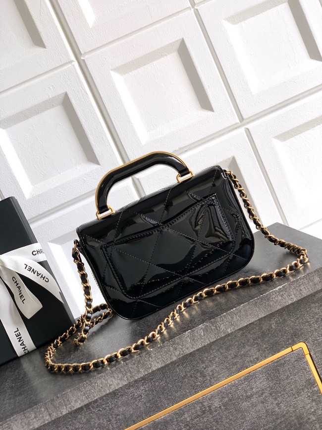 Chanel 25K Original Patent Leather Top Handle Bag A6322 black