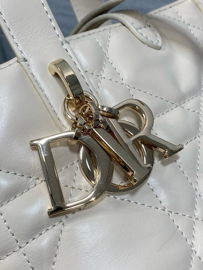 Dior Toujours Vertical Nano Tote Bag Macrocannage Calfskin S6100O Cream