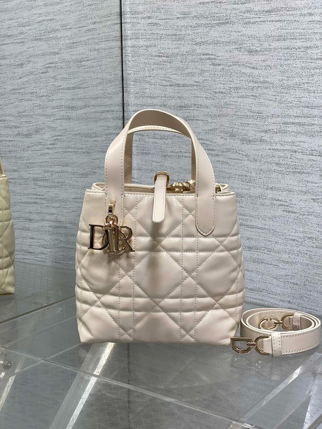 Dior Toujours Vertical Nano Tote Bag Macrocannage Calfskin S6100O Cream