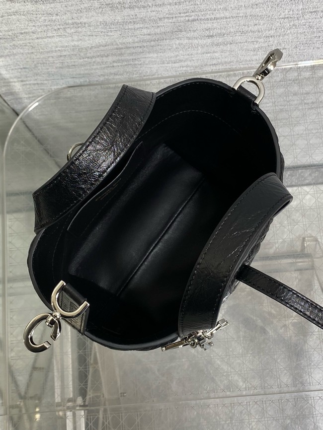 Dior Toujours Vertical Nano Tote Bag Macrocannage Calfskin S6100O black & Silver