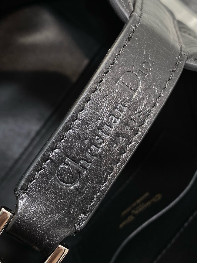 Dior Toujours Vertical Nano Tote Bag Macrocannage Calfskin S6100O black & Silver