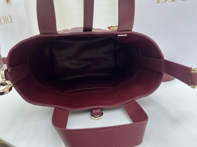 Dior Toujours Vertical Nano Tote Bag Macrocannage Calfskin S6100O burgundy